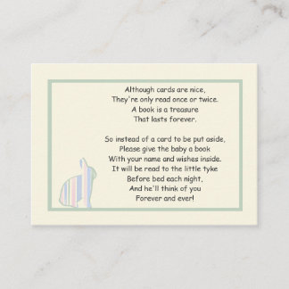 Tarjeta De Recepción Poema del libro Baby Shower de conejito a rayas - 