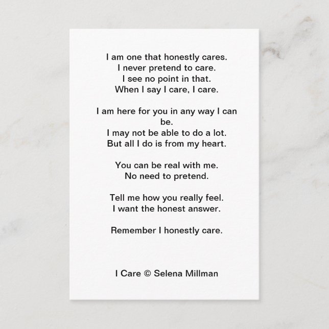 Tarjeta De Recepción Poema "Me importa" (Anverso)