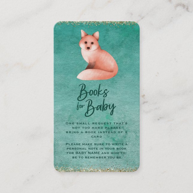 Tarjeta De Recepción Poinsettia Fox Baby Shower Book Request (Anverso)