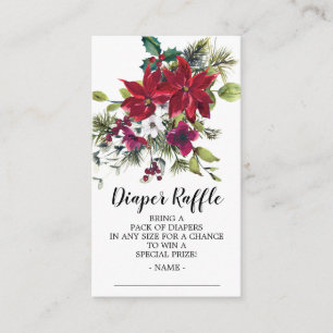 Tarjeta De Recepción Poinsettia Holly Baby Shower Diaper Ticket
