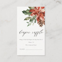 Tarjeta De Recepción Poinsettia Pine Cone Diaper Raffle Baby Shower