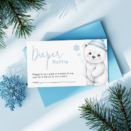 Tarjeta De Recepción Polar Bear Winter Baby Shower Diaper Raffle Ticket