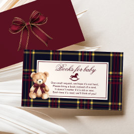 Tarjeta De Recepción Polo Teddy Bear Burgundy Bow Libros de pasta para 