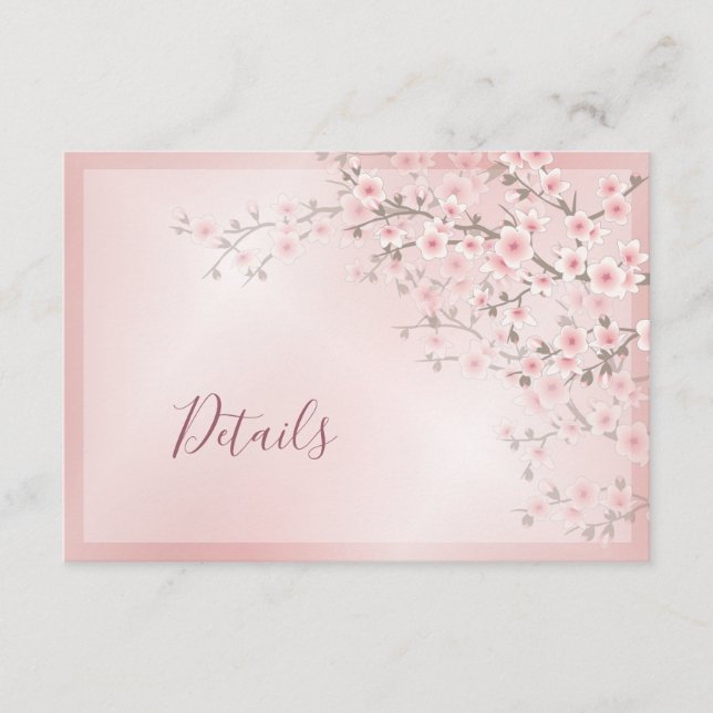 Tarjeta De Recepción Polvo de Flor de Cerezo Rosa  (Anverso)