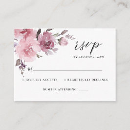 Tarjeta De Recepción Polvoriento Rosa Rubor Boda Floral Mauve rosa RSVP