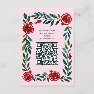 Tarjeta De Recepción Pomegranates Personalizado QR Bat Bar Mitzvah Wate