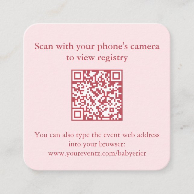 Tarjeta De Recepción Pomegranato rosa Caída Ducha de novias QR Código R (Anverso)