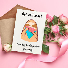 Tarjeta De Recepción Ponte bien pronto, lindo Sloth