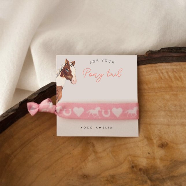 Tarjeta De Recepción Pony Tail Hair Tie Holder Favor Card (Add a cute ribbon or scrunchy with this card to create your custom favors)