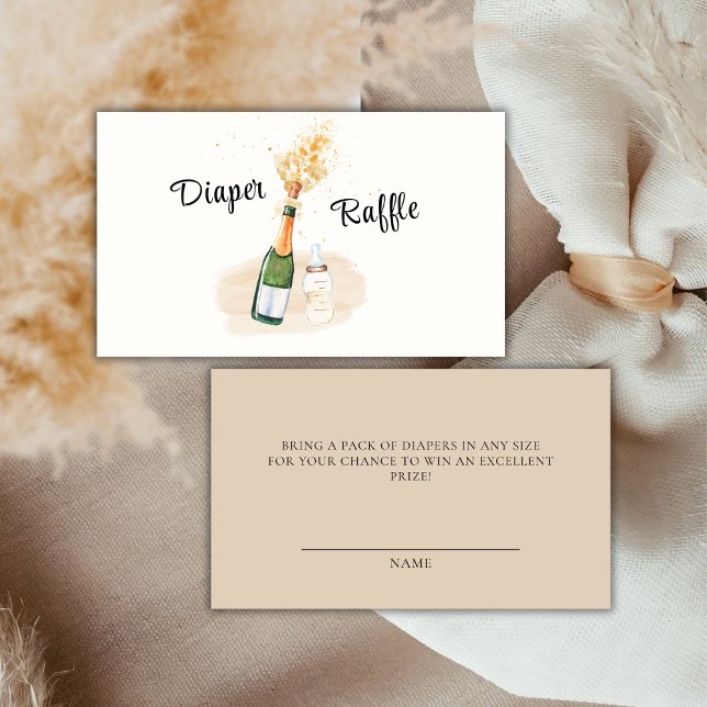 Tarjeta De Recepción Poppin Neutral Champagne Diaper Raffle Baby Shower (Neutral Poppin Champagne Diaper Raffle Baby Shower Enclosure Card)