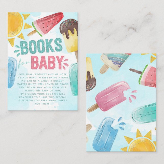 Tarjeta De Recepción Popsicle Baby Shower Book Request (Anverso / Reverso)