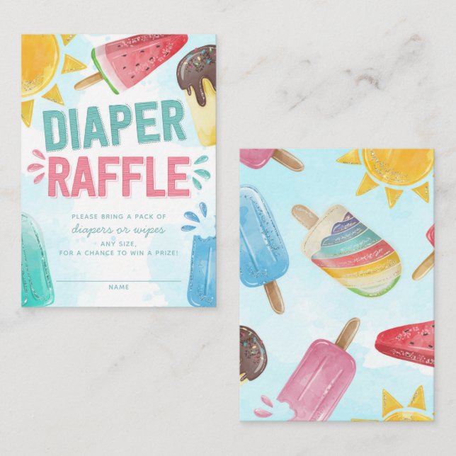 Tarjeta De Recepción Popsicle Baby Shower Diaper y Wipes Raffle (Anverso / Reverso)