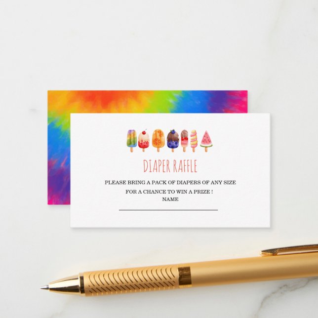 Tarjeta De Recepción Popsicle Ice Cream baby ducha diaper raffle (Anverso/Reverso In Situ)