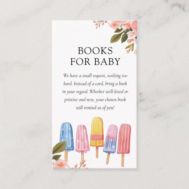 Tarjeta De Recepción Popsicle Ready to Pop Baby Shower Books (Anverso)