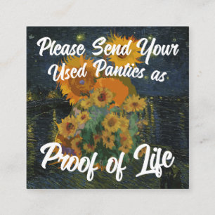 Tarjeta De Recepción Por favor, envíe sus bragas uscas usadas como prue