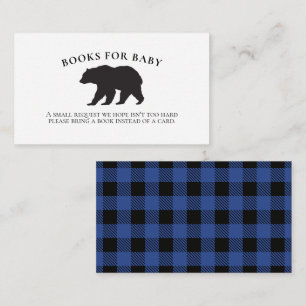 Tarjeta De Recepción Porte Baby Shower Blue Plaid Books para bebé