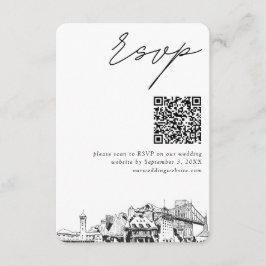 Tarjeta De Recepción Porthland Wedding RSVP Código QR pequeño