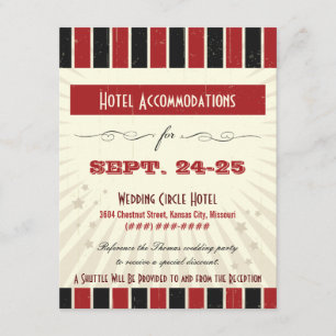 Tarjeta De Recepción Poster Rústico: Alojamiento rojo y negro