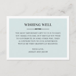 Tarjeta De Recepción Pozo de deseos de boda azul clásico. Simple elegan