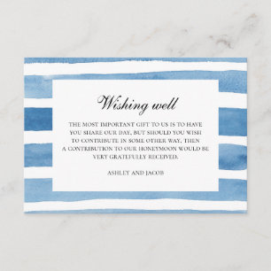 Tarjeta De Recepción Pozo de deseos de boda azul náutico acuarela