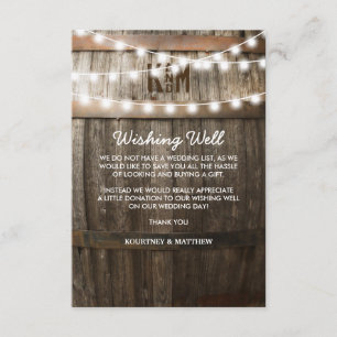 Tarjeta De Recepción Pozo de Deseos de Boda Barril Rústico de Campo