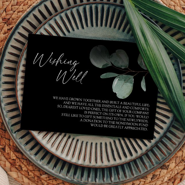 Tarjeta De Recepción Pozo de Deseos de Boda con Verde Moderno Negro (Subido por el creador)