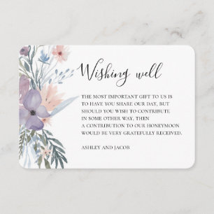 Tarjeta De Recepción Pozo de deseos de boda de lavanda. Flores púrpuras
