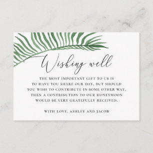 Tarjeta De Recepción Pozo de deseos de boda de palmera tropical acuarel