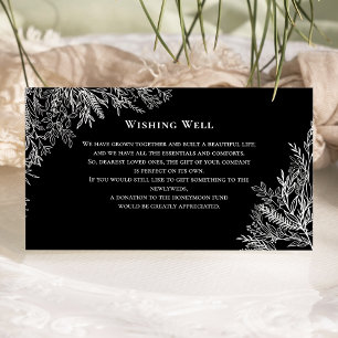 Tarjeta De Recepción Pozo de deseos de boda de vegetación en blanco y n