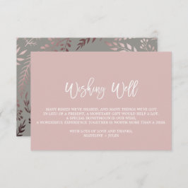 Tarjeta De Recepción Pozo de Deseos de Boda Elegante Rosa Dorado y Gris