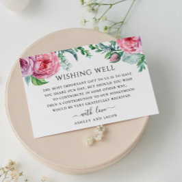 Tarjeta De Recepción Pozo de deseos de boda floral boho rosa acuarela