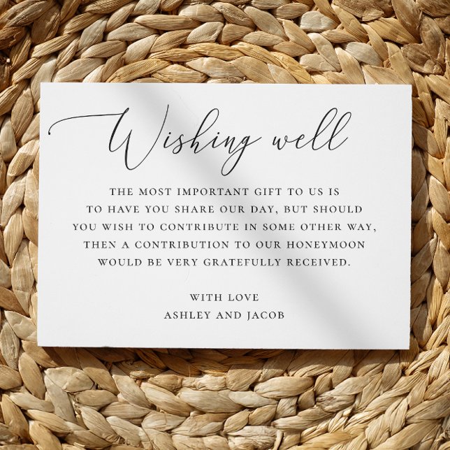 Tarjeta De Recepción Pozo de Deseos de Boda Formal | Letra Script en Bl (Subido por el creador)