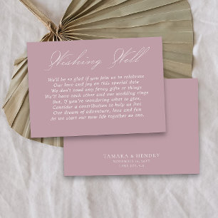 Tarjeta De Recepción Pozo de Deseos de Boda Letra Caligráfica Rosa Polv