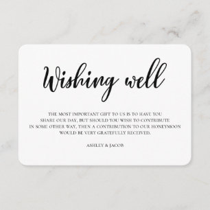 Tarjeta De Recepción Pozo de deseos de boda moderno inserto negro y bla