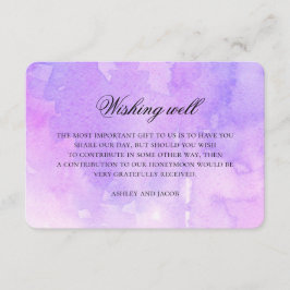 Tarjeta De Recepción Pozo de deseos de boda púrpura. Acuarela lavanda