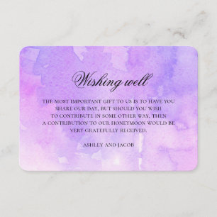 Tarjeta De Recepción Pozo de deseos de boda púrpura. Acuarela lavanda