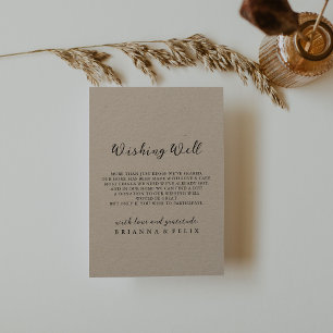 Tarjeta De Recepción Pozo de Deseos de Boda Simple Clásico Kraft