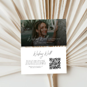 Tarjeta De Recepción Pozo de Deseos de Código QR de Graduación de Foto