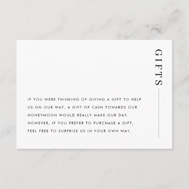 Tarjeta De Recepción Pozo de Deseos de Regalo de Boda Clásico Minimalis (Anverso)