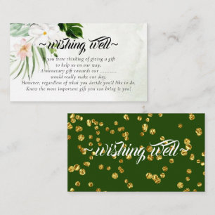Tarjeta De Recepción Pozo de Deseos Floral Blanco para Boda