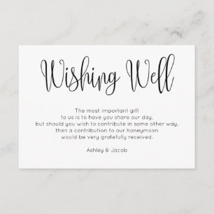 Tarjeta De Recepción Pozo de deseos moderno simple. Inserciones de boda