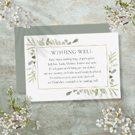 Tarjeta De Recepción Pozo de Deseos para Baby Shower de Acuarela Verde