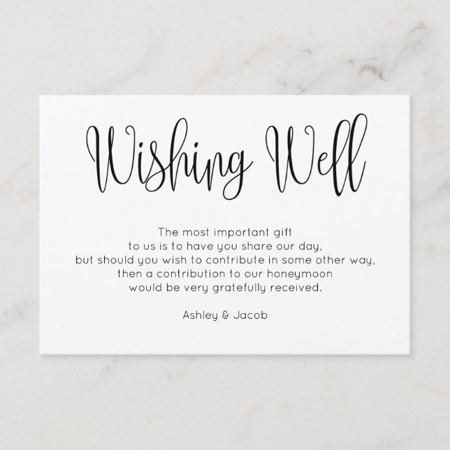 Tarjeta De Recepción Pozo de deseos rústico moderno. Inserts de boda Kr (Anverso)