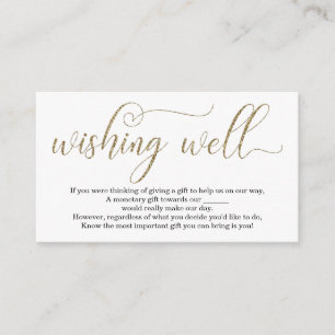Tarjeta De Recepción Pozo de los Deseos con Brillo Dorado para Invitaci