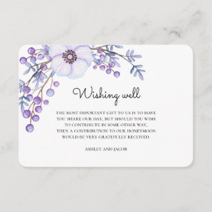 Tarjeta De Recepción Pozo de los deseos con flores púrpuras. Inserto fl