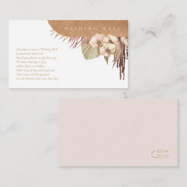 Tarjeta De Recepción Pozo de los Deseos de Boda Boho Oasis ID959 (Anverso / Reverso)