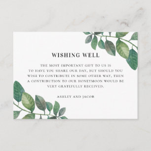 Tarjeta De Recepción Pozo de los deseos de boda con follaje verde acuar