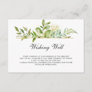 Tarjeta De Recepción Pozo de los Deseos de Boda con Follaje Verde Flora