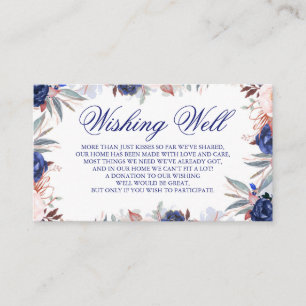 Tarjeta De Recepción Pozo de los Deseos de Boda de Flores Azul Marino