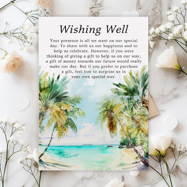 Tarjeta De Recepción Pozo de los Deseos de Boda de Playa Tropical (Subido por el creador)